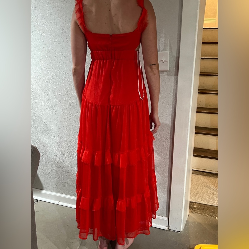Lulu's Red Tiered Ruffled Maxi Dress